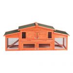 71'' Large Wooden Rabbit Hutch Small Animal House with 2 Run Play Area
