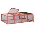70.9'' Wood Rabbit Hutch Mesh Wire