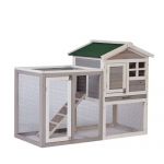 48'' Large Wooden Rabbit Hutch Chicken Coop Gray