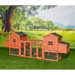 124'' Large Chicken Coop Duplex with Outdoor Run