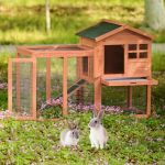 48'' Natural Wood Rabbit Hutch Small Animals House