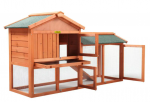 2-Tier Wooden Rabbit Hutch Outdoor Bunny Cage with Run Waterproof Roof