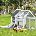 Wooden Rabbit Hutch Bunny Hutch House Guinea Pig Cage with Run Space, Removable Tray and Waterproof Roof for Outdoor Gre