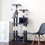 Large Cat Kitten Tree Cat Play Tower House Cat Scratcher Activity Centers Scratching Post with Ladders Condo (Grey)