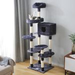 Cat Kitten Tree Grey, 175cm Cat Tower Activity Centre for Large Cat with Sisal Scratching Posts