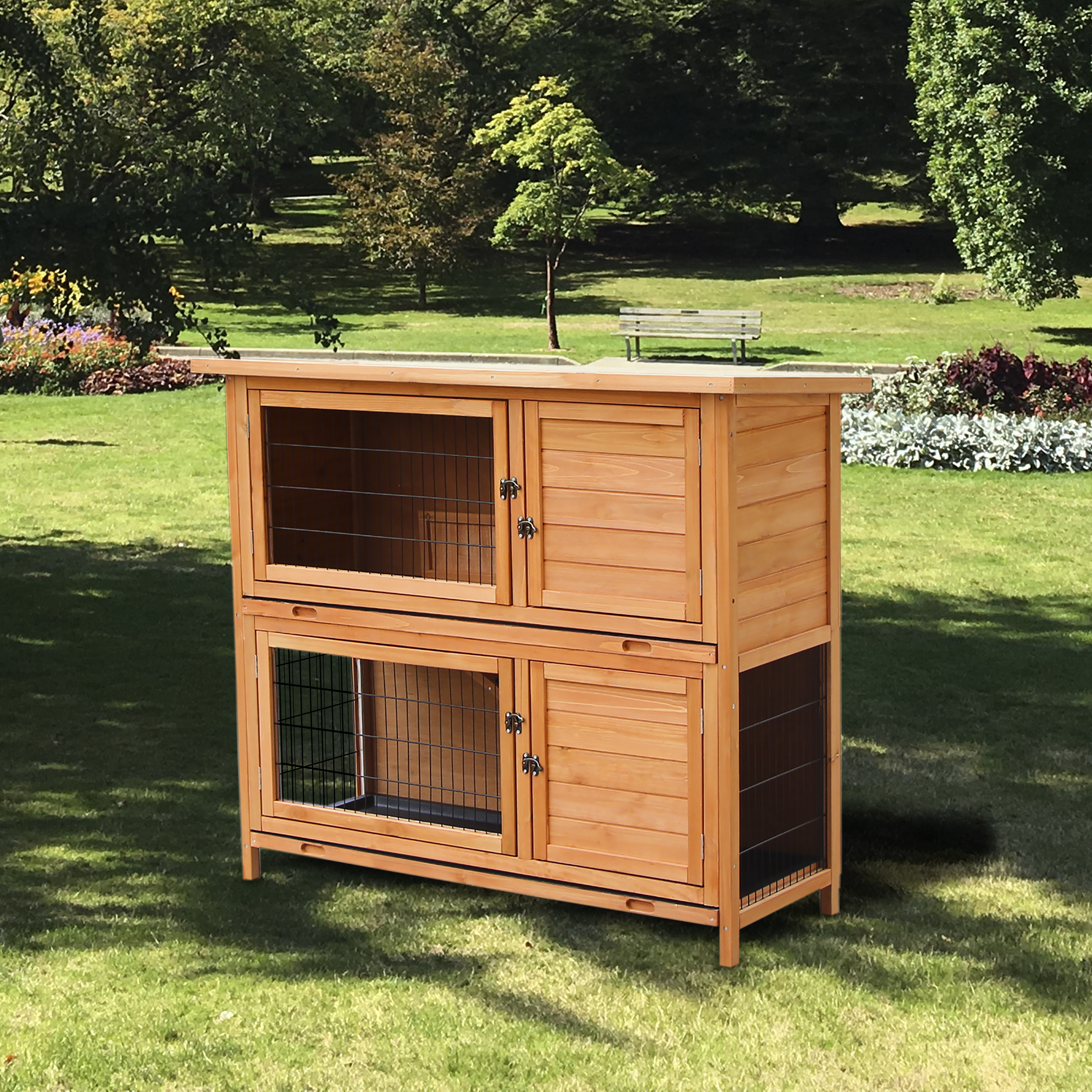 48'' Wood Double-deck Rabbit Hunch