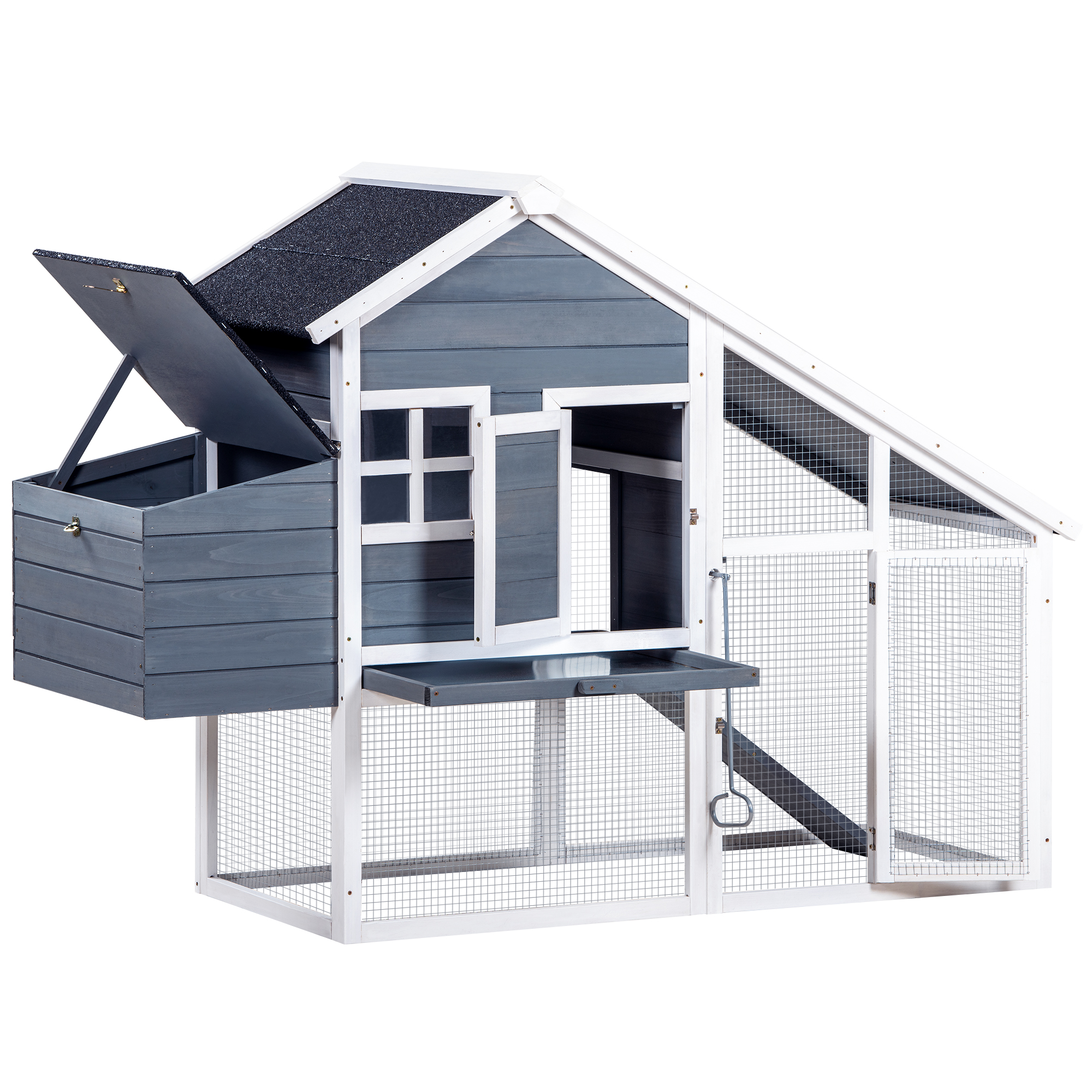 67.5'' Wooden House Chicken Coop for Small Animals Gray