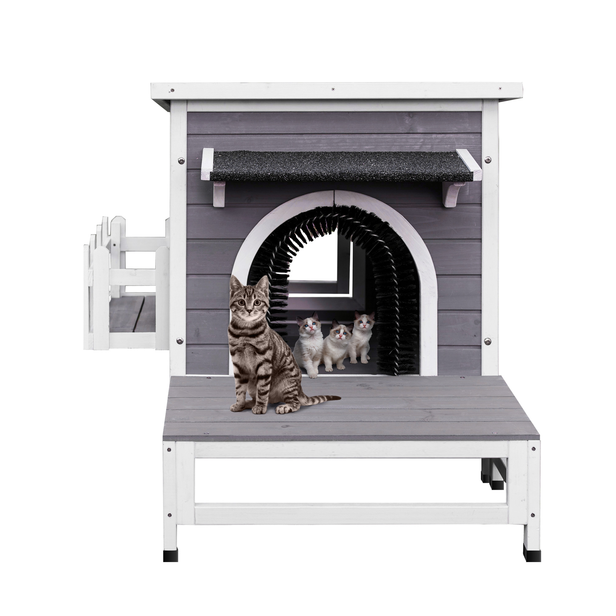 40'' Weatherproof Wooden Outdoor Stray Cat House
