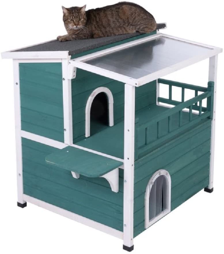 Outdoor cat cage with escape door rainproof cat house wooden