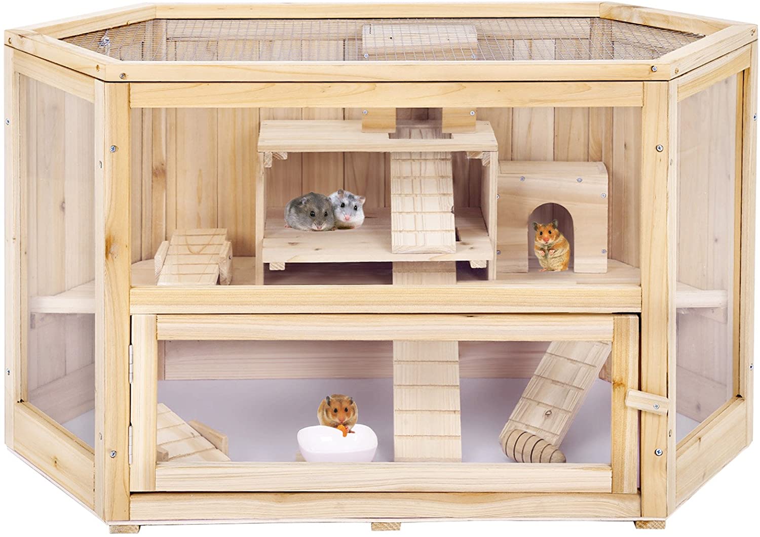 Wooden swing, ladder and rest platform set for rats, Chinchilla, rats, Gerbil and dwarf hamsters