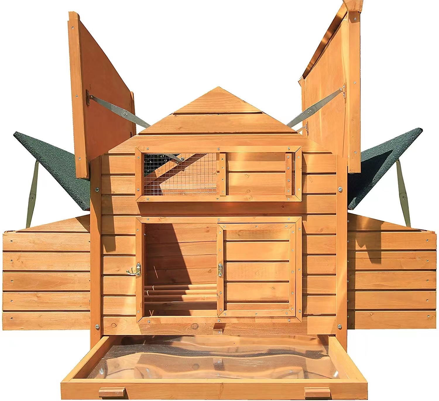  wood Outdoor Large Chicken Coop with 2 Nest Boxes Suitable Up to 10 Small chicken