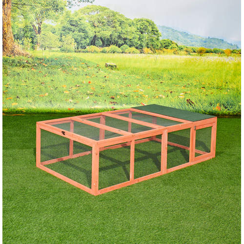 70.9'' Wood Rabbit Hutch Mesh Wire