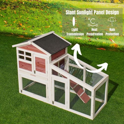 55'' Rabbit Hutch Indoor Outdoor Wooden Bunny Cage (Auburn)