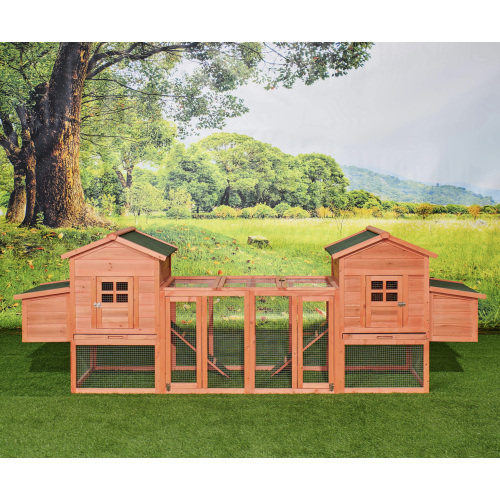 124'' Large Chicken Coop Duplex with Outdoor Run