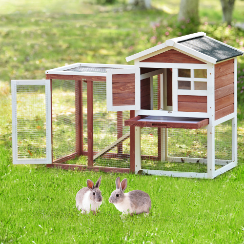 48'' Wooden Rabbit Hutch Bunny Cage, Auburn