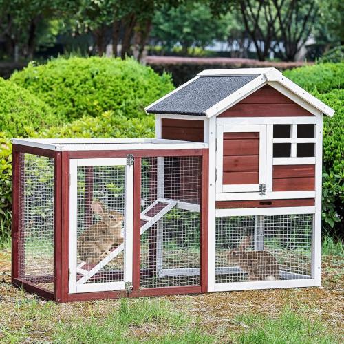 48'' Wooden Rabbit Hutch Bunny Cage, Auburn
