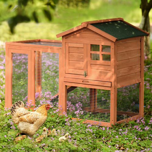 48'' Natural Wood Rabbit Hutch Small Animals House