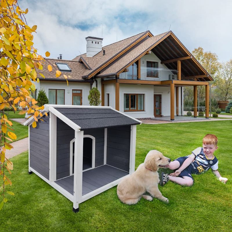 Outdoor wooden dog house for small and medium -sized dogs