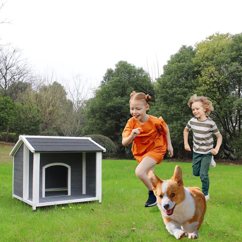 Outdoor wooden dog house for small and medium -sized dogs