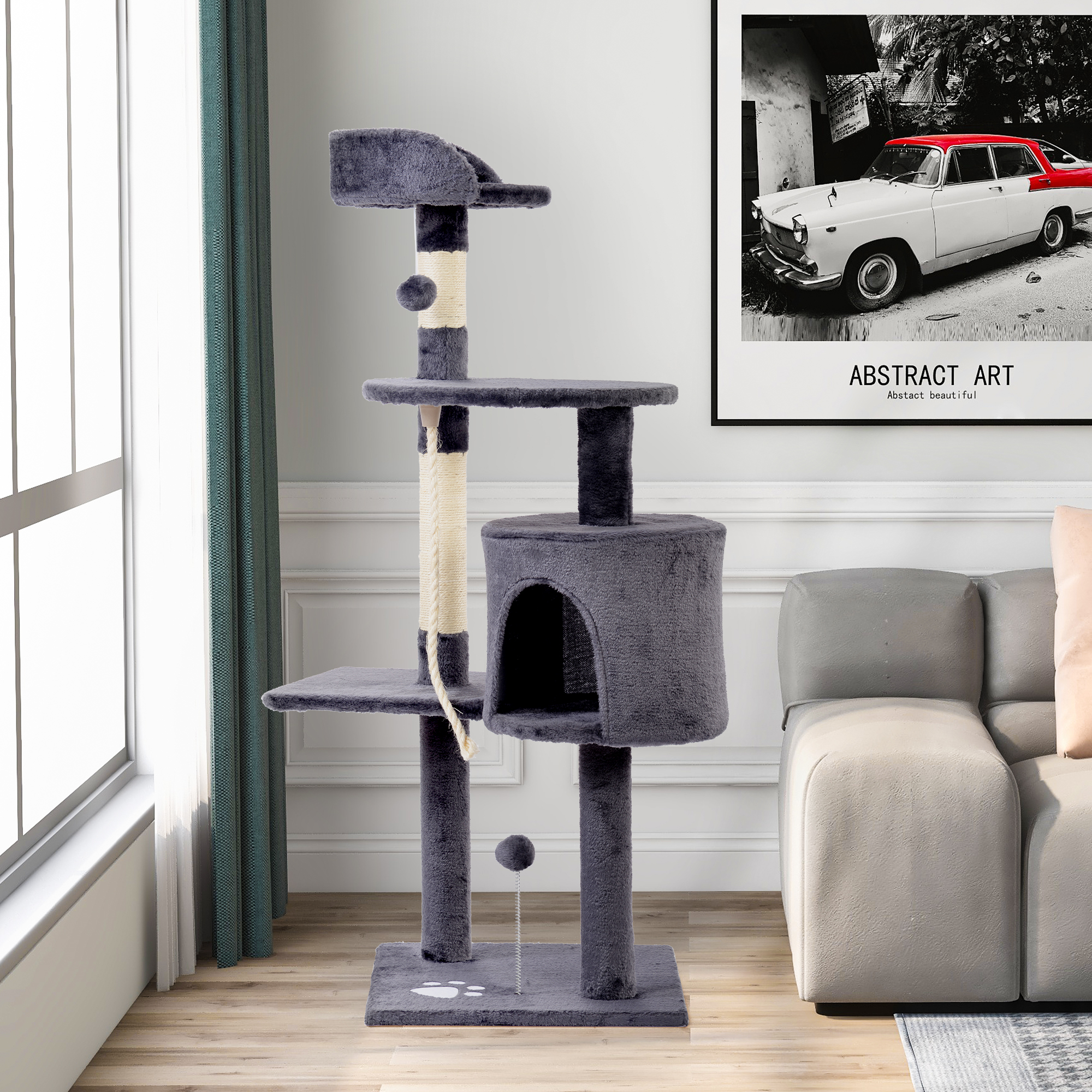 Cat Tree Scratching Post Activity Centre Climbing Tower Top Post Adjustable
